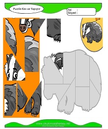 Puzzle Kes Yapıştır Çalışma Sayfaları